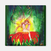 花の上で夢を見る妖精 マグネット (正面)