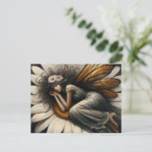 花の上で眠っているゴージャスな妖精 ポストカード (スタンド正面)