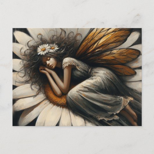 花の上で眠っているゴージャスな妖精 ポストカード (正面)