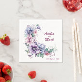 花の上にピンクのパーソナライズされた月結婚:のナプキン スタンダードカクテルナプキン (インサイチュ)