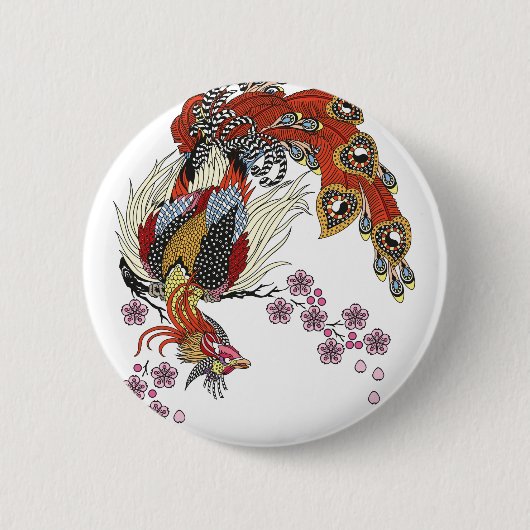 花の上に座る魔法の鳳凰桜 缶バッジ (正面)