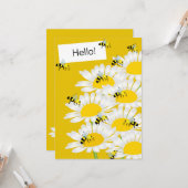 花の上に蜂フラットグリーティングカード – 黄色の背景 カード (正面/裏面インサイチュ)