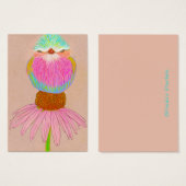 花の上に～鳥を乗せたアセオ・アート・カード (正面&裏面)