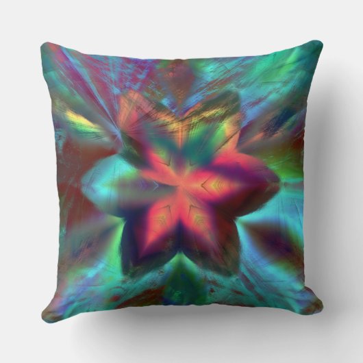 花の上の仮想の汚れ万華鏡のように千変万化するパターン火オレンジ クッション (裏面)