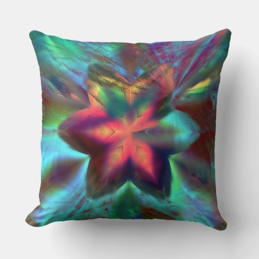 花の上の仮想の汚れ万華鏡のように千変万化するパターン火オレンジ クッション (正面)