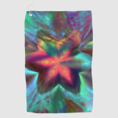 花の上の仮想の汚れ万華鏡のように千変万化するパターン火オレンジ ゴルフタオル (正面)