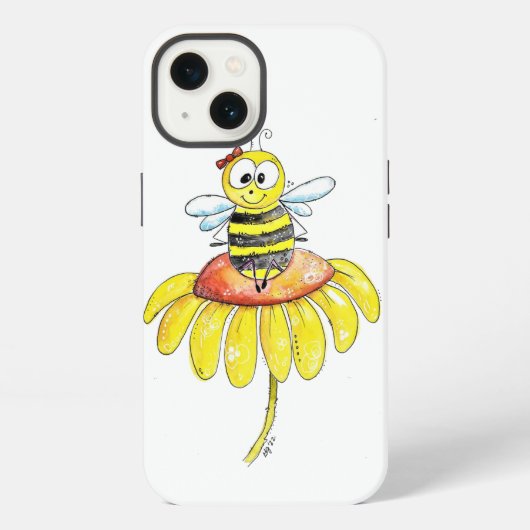 花の上の可愛いファンタジービー iPhoneケース (裏面)