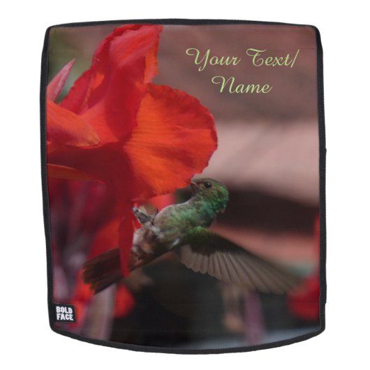 花の上の緑のハミングバード。バックパック顔 バックパック (取り外し可フェース)