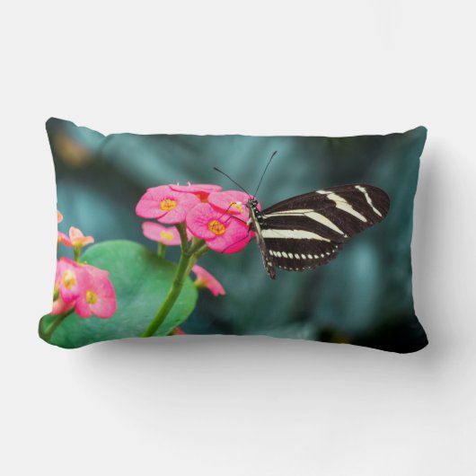 花の上の蝶 ランバークッション (正面)