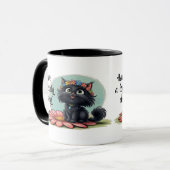 花の上の陽気な子猫 – 私たちとスマイル! マグカップ (正面左)