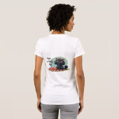 花の上の陽気な子猫 – 私たちとスマイル! Tシャツ (裏面フル)