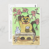 花の下の幸運なさくらんぼ ポストカード (正面/裏面)