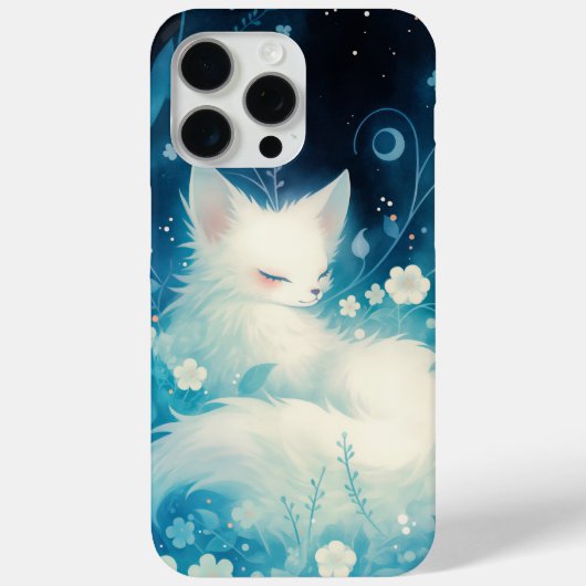 花の中でのびているホワイトフォックス Case-Mate iPhoneケース (裏面)