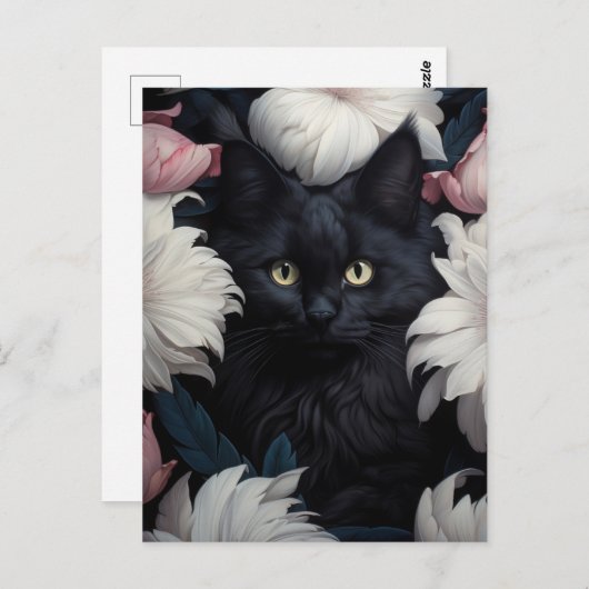 花の中でもかわいい猫 ポストカード (正面/裏面)