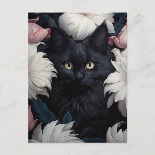花の中でもかわいい猫 ポストカード (正面)