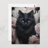 花の中でもかわいい黒猫 ポストカード (正面/裏面)
