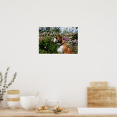 花の中でボクサーの犬 ポスター (キッチン)