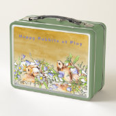 花の中で幸福うさぎをパーソナライズする メタルランチボックス (裏面)