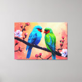 花の中で愛する鳥 キャンバスプリント (正面)