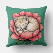 花の中で眠る愛らしい子猫 クッション (裏面)