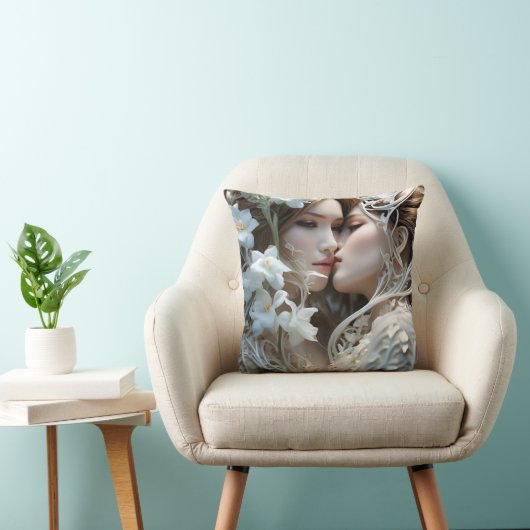 花の中で2人の女性を抱き締めること クッション (椅子)