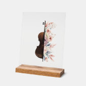 花の中にバイオリン。花束。 アクリルサイン (傾斜)