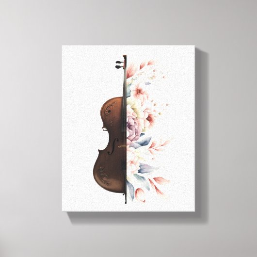 花の中にバイオリン。花束。 キャンバスプリント (正面)