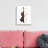 花の中にバイオリン。花束。 キャンバスプリント (インサイチュ (リビング))