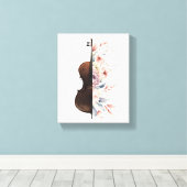 花の中にバイオリン。花束。 キャンバスプリント (インサイチュ (ウッドフロア))