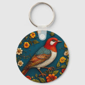 花の中に隠れカラフルた鳥 キーホルダー (裏面)