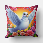 花の中に隠れカラフルた鳥 クッション (裏面)