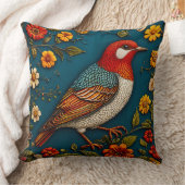 花の中に隠れカラフルた鳥 クッション (ブランケット)