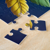 花の中に隠れカラフルた鳥 ジグソーパズル (側面)