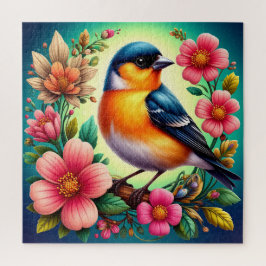 花の中に隠れカラフルた鳥 ジグソーパズル