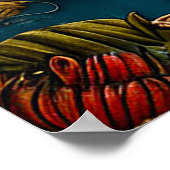 花の中に隠れカラフルた鳥 ポスター (角)