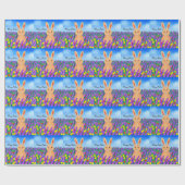 花の中のかわいいイースターバニーパーソナライズされた ラッピングペーパー (フラット)