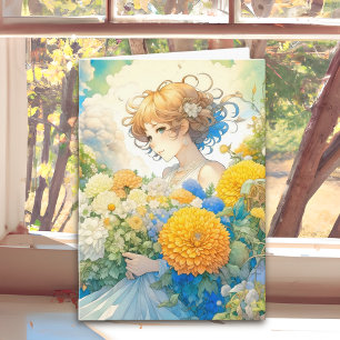 花の中のアニメの少女  考えの概要 カード