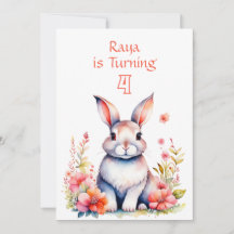 花の中のウサギ少女の誕生日パーティー