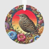 花の中のカラフル鳥 オーナメント (裏面)
