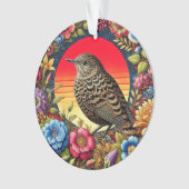 花の中のカラフル鳥 オーナメント (正面)