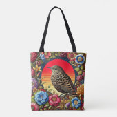花の中のカラフル鳥 トートバッグ (裏面)