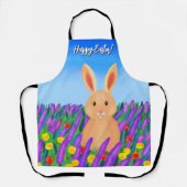 花の中のキュートなイースターバニー エプロン (正面)
