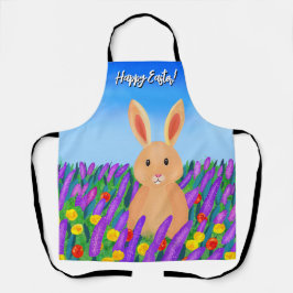 花の中のキュートなイースターバニー エプロン