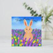 花の中のキュートなイースターバニー カード (スタンド正面)