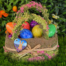 花の中のキュートなイースターバニー フェイバータグ