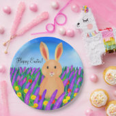 花の中のキュートなイースターバニー ペーパープレート (パーティー)