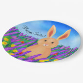花の中のキュートなイースターバニー ペーパープレート (アングル)