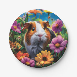 花の中のギニ鮮やかブタ ペーパープレート