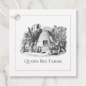 花の中のクイーンビーハイブ養蜂家またはビー製品 フェイバータグ (正面)