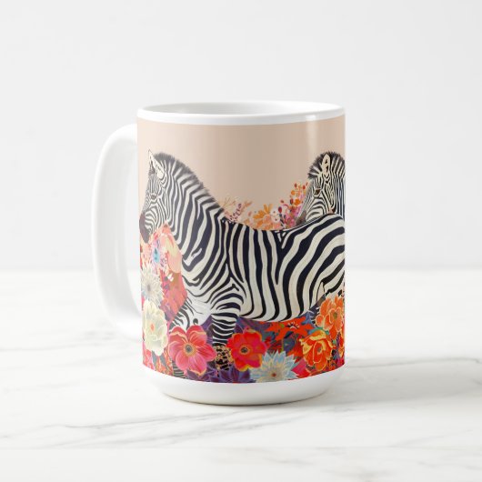 花の中のシマウマ コーヒーマグカップ (正面左)